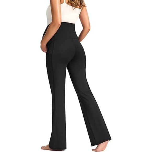 Joyspels Maternity Flare Yoga Pants Bootcut Leggings Black NWT Medium High Waist - Picture 4 of 12